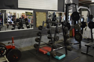 Gym weight lifting equipment at Matthew's Gym in Forest City, NC